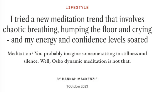 Glamour magazine UK wrote about the Osho Dynamic Meditation.